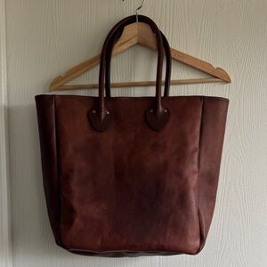 100% Leather Brown Tote Bag - Everyday Carry